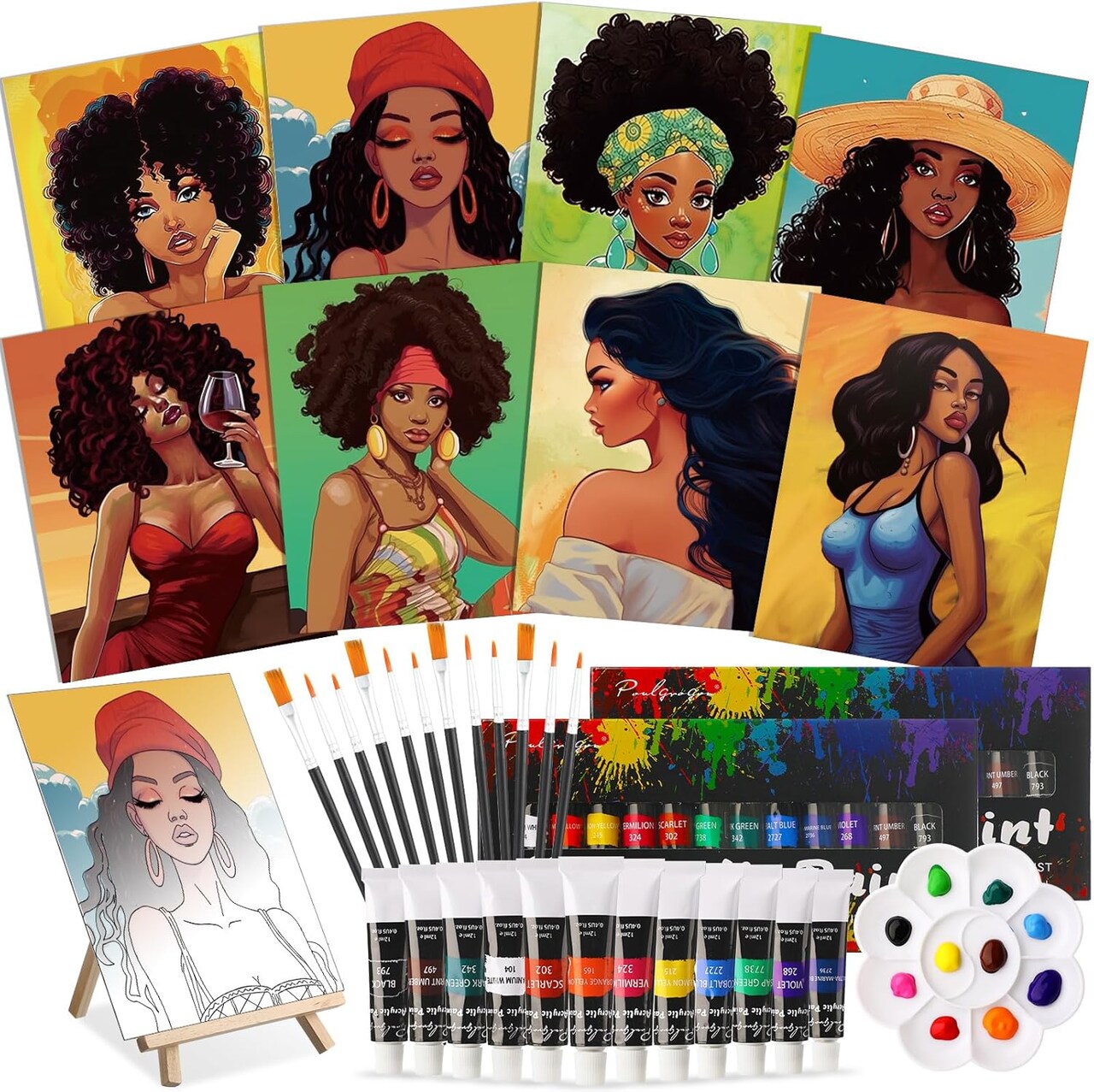 36 Pcs Paint and Sip Kit for Adults 8''x10'' 9.84 x 9.84 x 0.99 inches